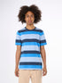 KnowledgeCotton Apparel - Regular block striped t-shirt - GOTS - Campanula